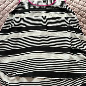 Torrid Black and White Striped Top with Pink Trim